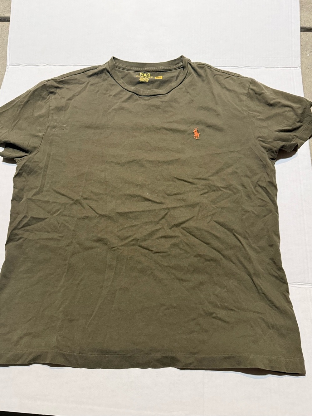 Polo by Ralph Lauren Olive Short Sleeve Tee with Orange Pony Logo